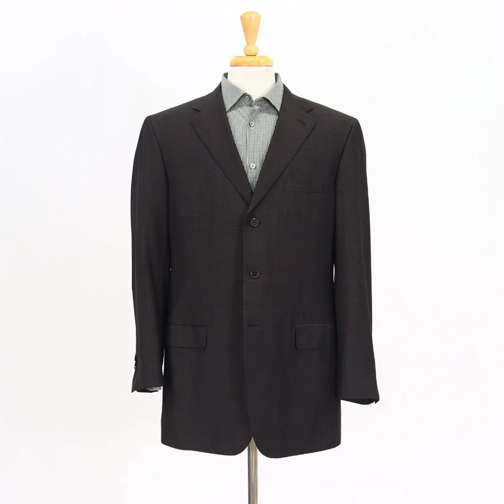 Brioni 44L Brown Solid 3-Button Sport Coat Blazer Jacket T143